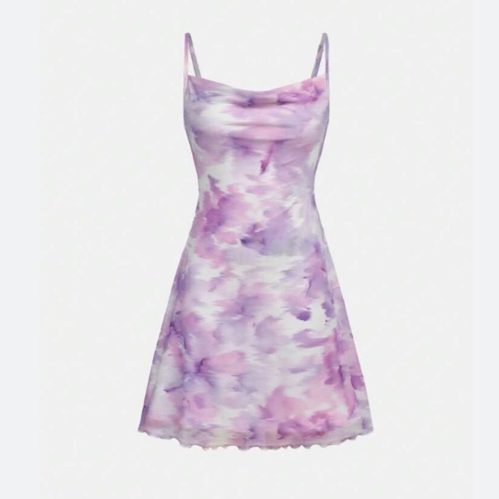 Kiel James Patrick Lilac & White Watercolor Mini Dress